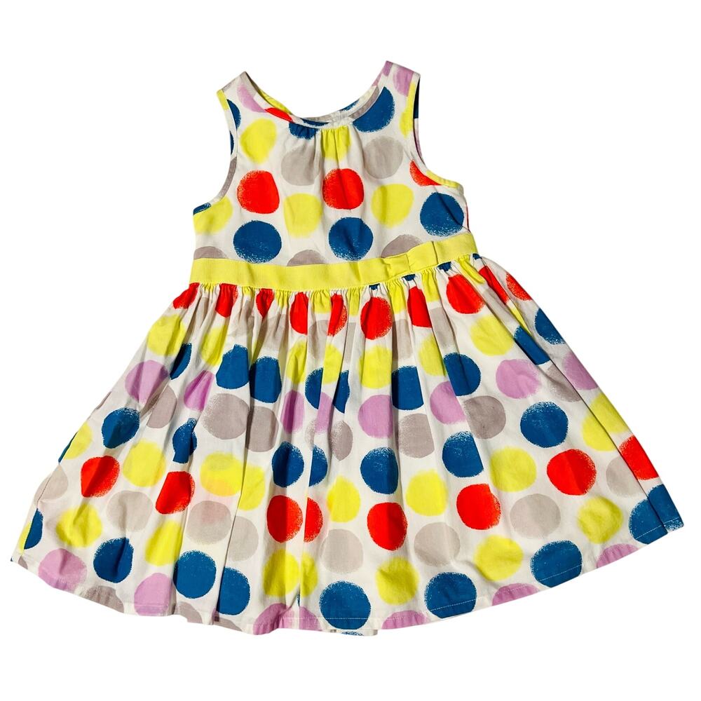 Genuine Kids OshKosh 4T Polka Dot Dress Sleeveless Cotton Lined Bow Waist EUC